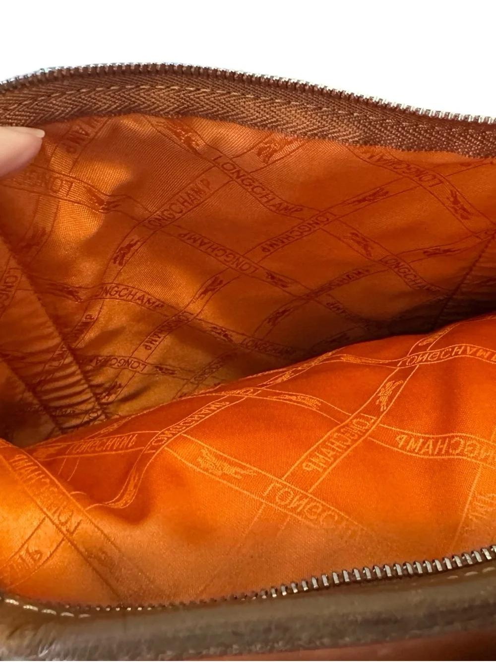 Longchamp Vintage Brown Leather Top Handle Tote Bag